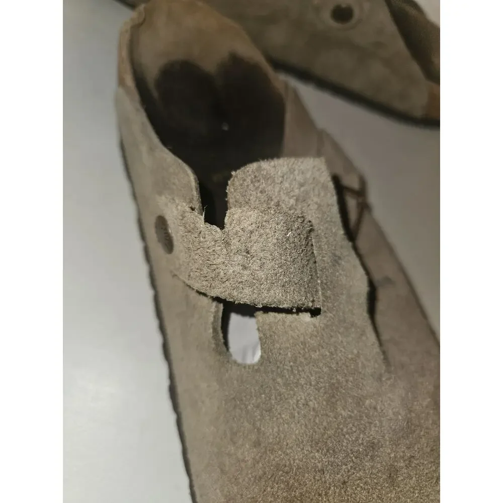 Birkenstock Boston Taupe Suede Leather Soft Footbed Clog Shoes Size 46 (13 US)